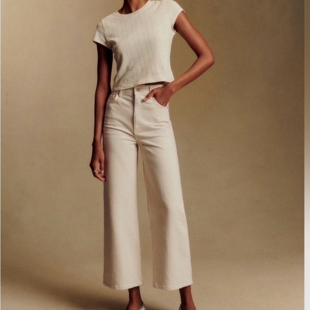 Sezane Cream Ankle & Cropped Jeans